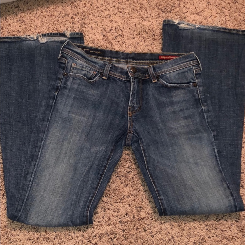 low rise denim boot cut jeans